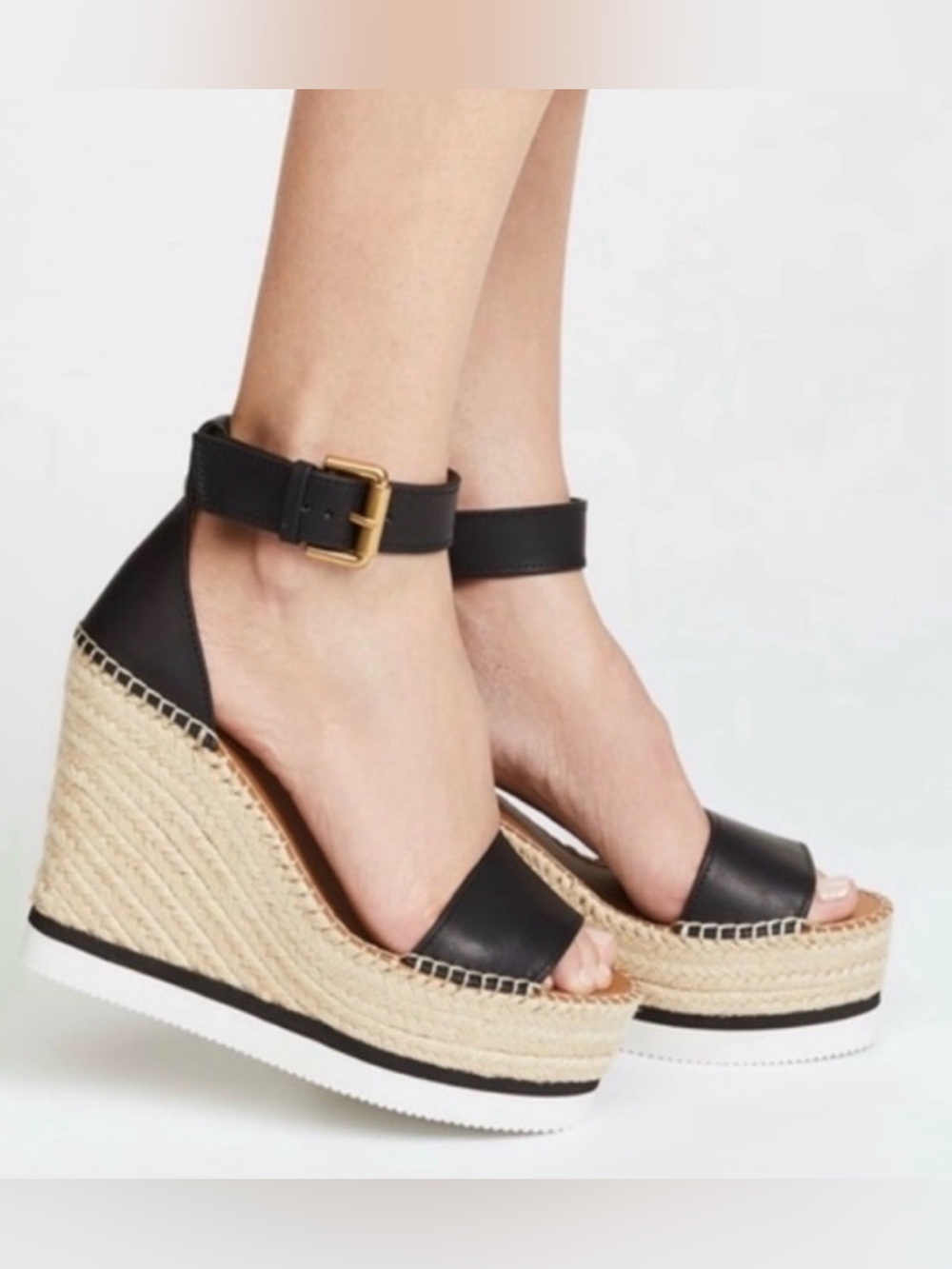 See by Chloe Wedge Sandals with Ankle Strap (x2 pairs. Black and tan)